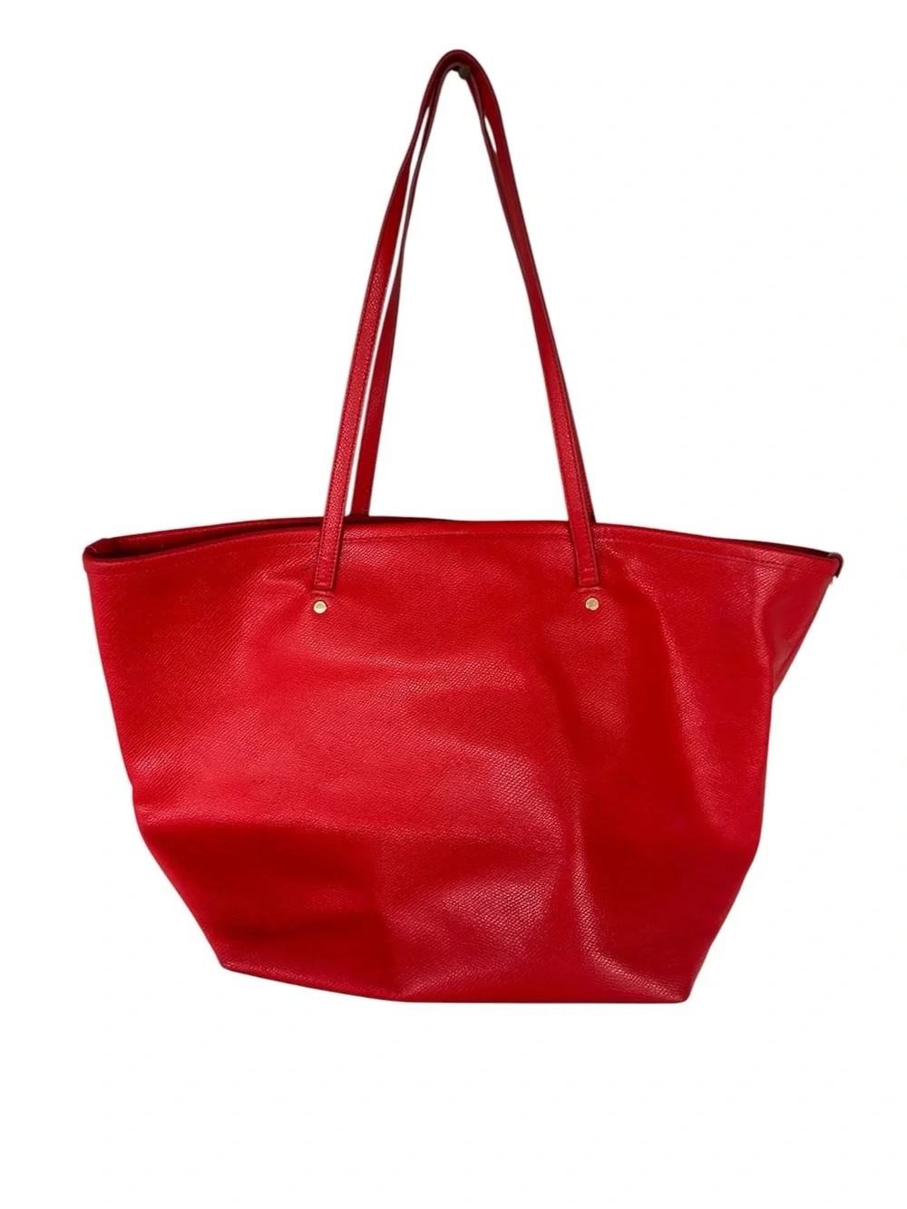 Coach Vibrant Red Pebbled Leather Tote Bag Gold Hardware Women’s Doble Handles